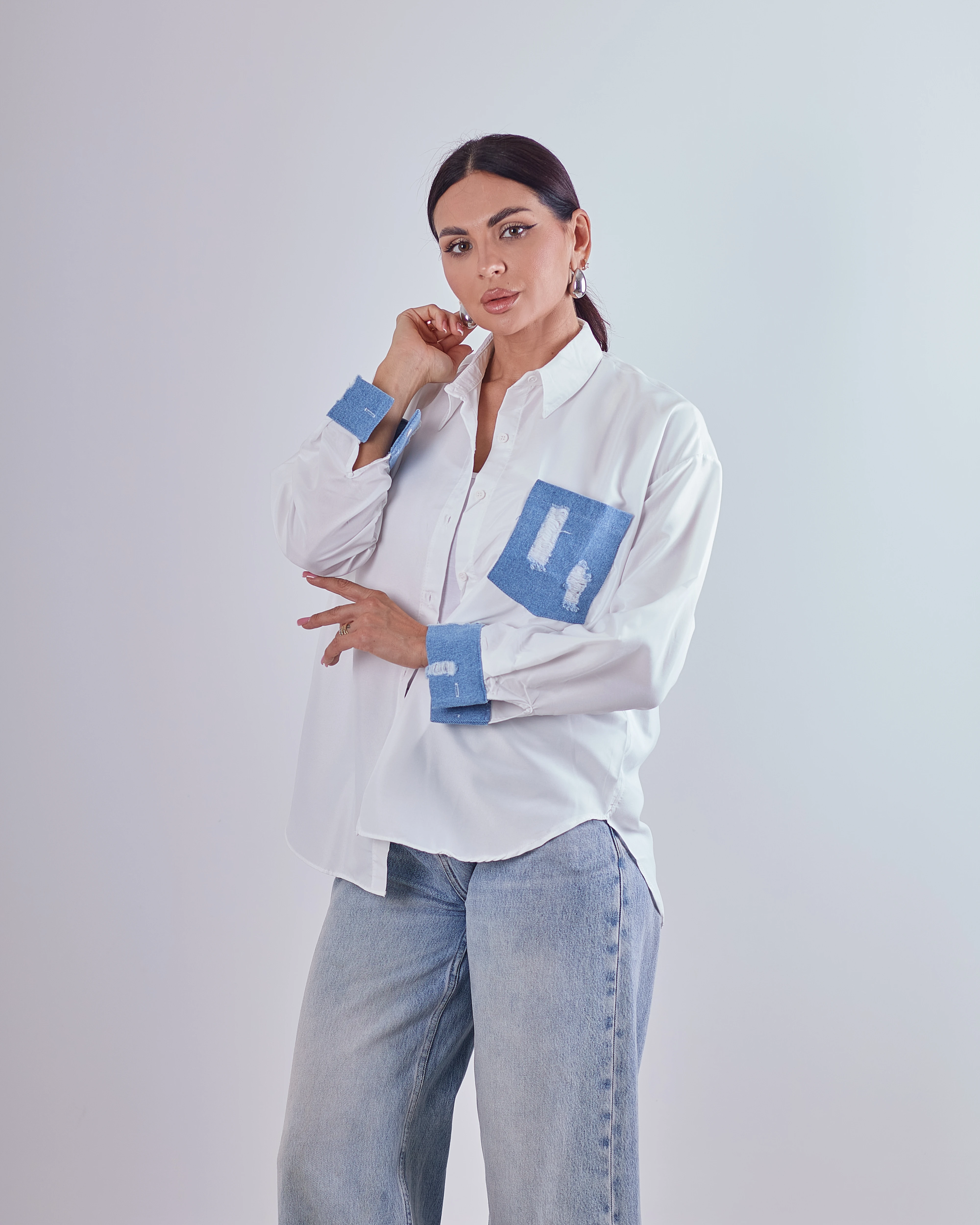 White l/s rugged pocket